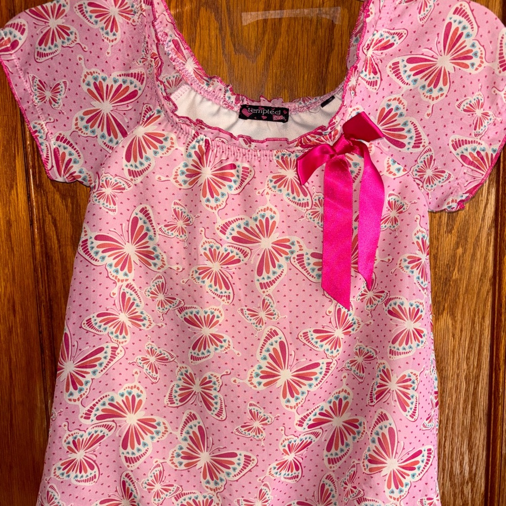 Tempted Pink Patterned Top with Bow